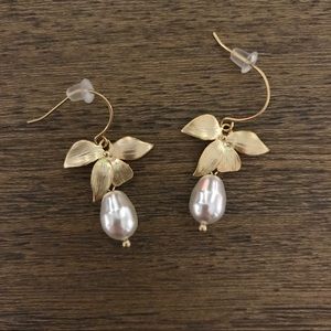 Gold Orchid Flower Earrings